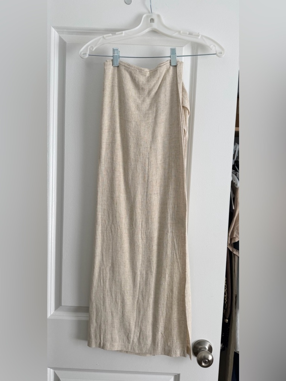 Ivory Linen Wrap Midi Skirt - Free Size - Picture 6 of 9